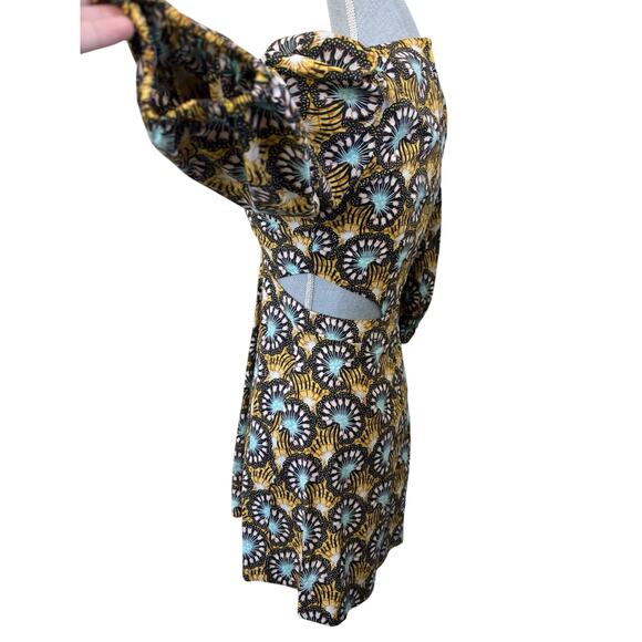 Alexis Yellow Orissa Side Cut Out Puff Sleeve Mini Dress Size Small Wedding - Picture 4 of 9